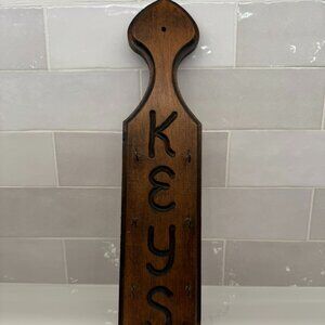 Vintage Wooden Key Holder with Hooks‎ Paddle Style for Wall